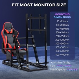 Supllueer 4080Aluminum Racing Sim Cockpit With TVStand Red Seat Fit LogitechG920