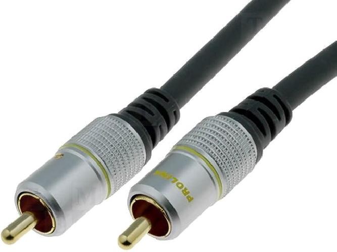 Cable noir RCA dore 5m male male hifi audio stereo pour haut-parleur et caisson