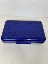 VTG 90's Spacemaker Plastic Pencil Pen Storage Box Dark Blue Top Clear Bottom