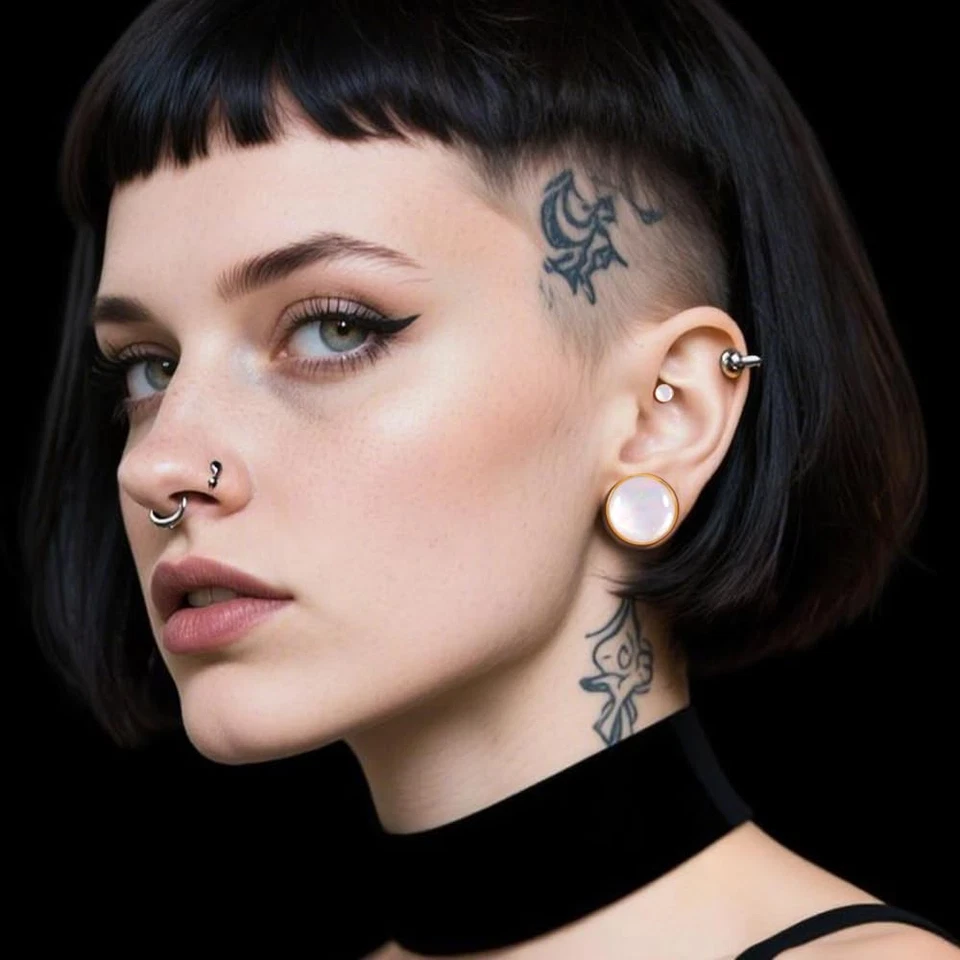 16 PCS Stainless Steel Precise Dimensions Shell Opal Ear Gauge Stretching Kit... - Image 2 of 4