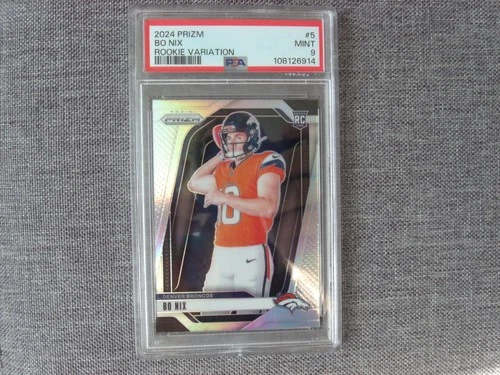 2024 Panini Prizm Bo Nix #5 Silver Prizm Rookie Variation RC PSA 9 Broncos