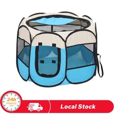 Blue Playpen Foldable Portable Pet Puppy Kennel Fence Exercise Cage Middle Crate