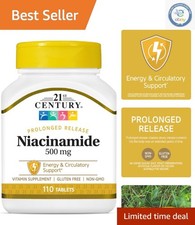 Gluten-Free Niacinamide 500 mg Tablets - 110 Count for Digestive  Skin Health