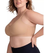 New  69 Honeylove CrossOver Wireless Bra Sand Sz L
