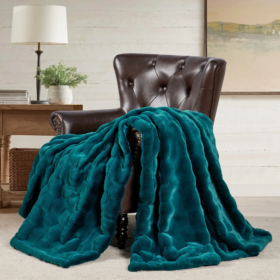 Manta de piel sintética de ladrillo lujosa suave reversible micromink manta regalo Foto 3 de 4