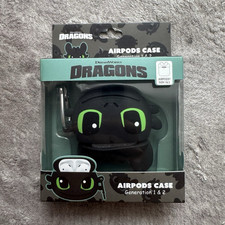 DreamWorks Dragons Black Fitted Case for Apple AirPods Gen 1/2, With Clip
