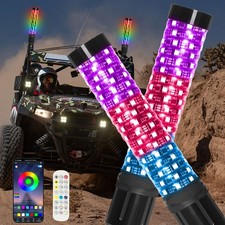 Pair 1Ft RGB LED Fat Whip Lights W/APP & Remote Control For ATV UTV Can-Am  X3