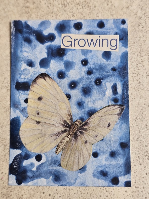 ACEO TheArtofKatie Collage Butterfly Watercolor Junk Journal Abstract 2.5x3.5"
