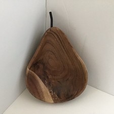 Hand Crafted Wooden Pear Shaped Nut/ Candy Bowl,Metal Stem,Sz 7.5,2 In Deep Felt