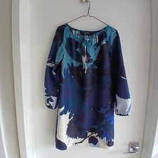 Banana Republic Blue/Black/White Silk Tunic Style Dress Size Small