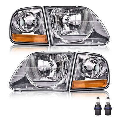For 1997-2002 2003 Ford F-150 Expedition Clear Chrome Headlights & Corner Lights