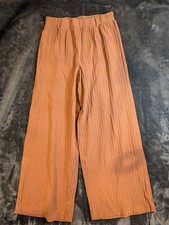 American Eagle Women's Wide Leg Palazzo Pants S Rust Ribbed Knit Pull-On
