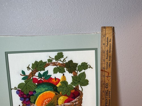 Cesto frutta verdura cucito a mano crewel vintage punto ago - Foto 5 di 7