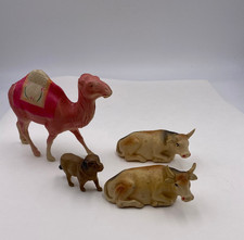 Vintage Celluloid Lot of 4 Animals Dog, Cows and Camel Marked