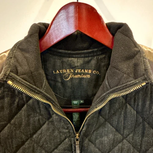 Lauren Jeans Co. Premium Men’s Black Quilted Full Zip Lined Stand-Up Vest M - product listing photo