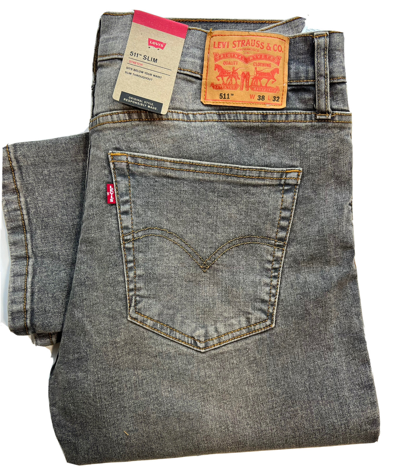 Levis mens 511 SLIM fit jeans gray  Size W38 L32 RRP£95 image 2