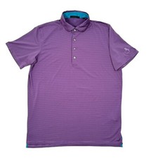 Greyson Golf Polo Shirt Mens Size Large Purple Striped Performance Stretch