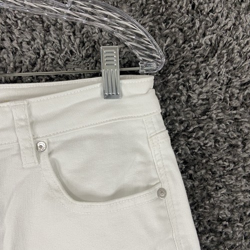 American Eagle Stretch Mom Jean Distressed Hem White Jeans Women’s 6 Long - Picture 3 of 14
