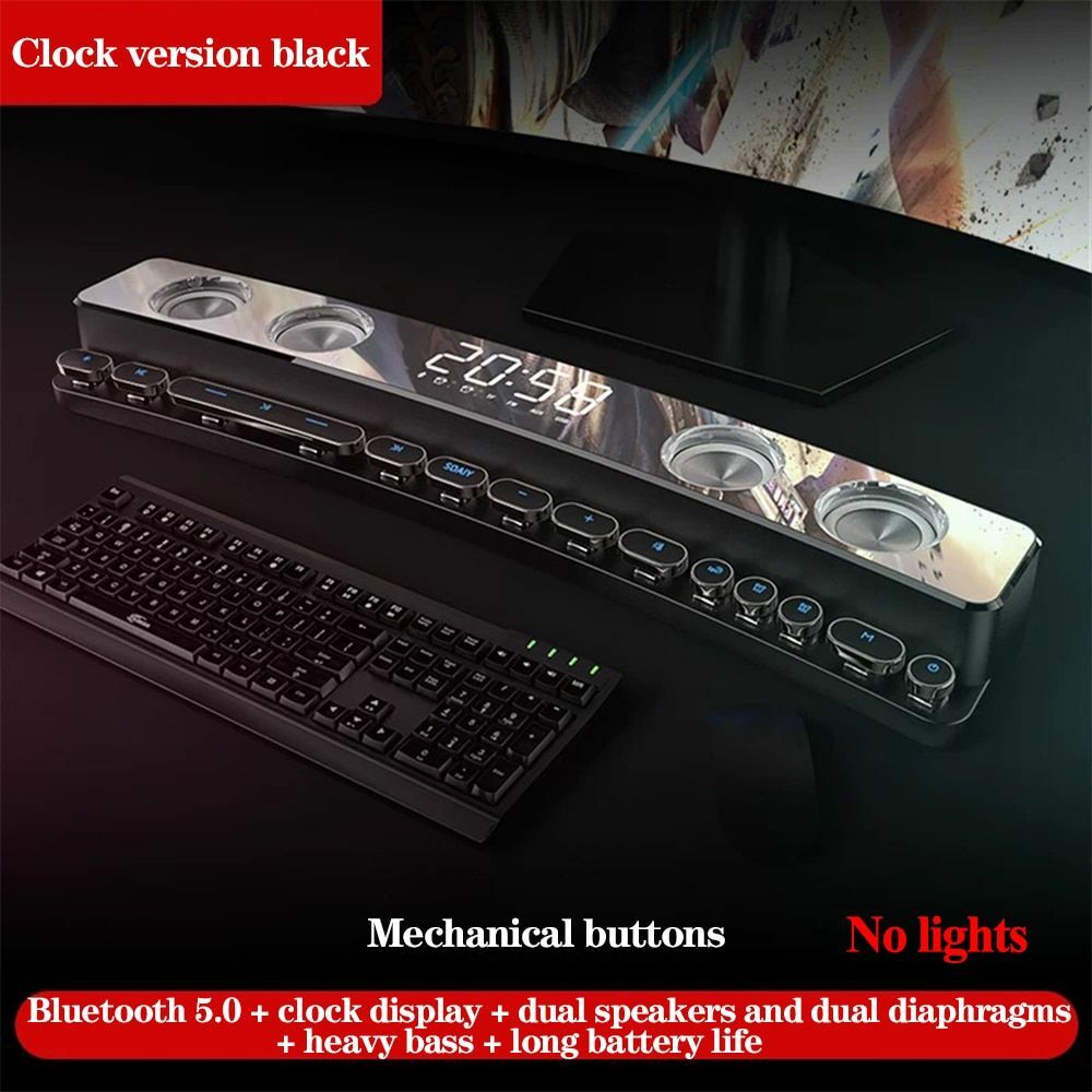Speaker Soundbar Bluetooth Wireless USB 3D Stereo Subwoofer FM Clock Loudspeaker - Picture 15 of 18