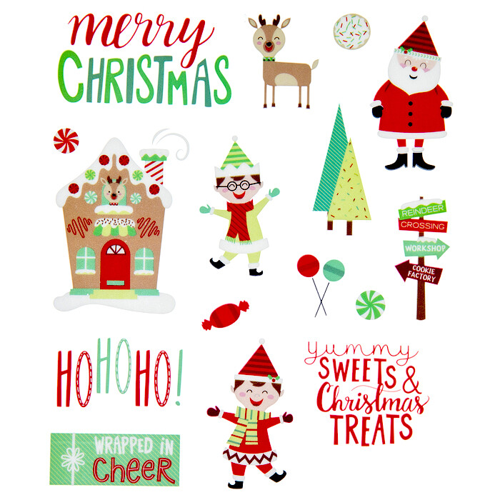 2 Sheets Xmas Santa and Elf Stickers Papercraft Planner Supply Winter Crafts