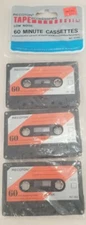 3 Pack Recoton Tape Audio Cassettes 60 min Low Noise - NOS Assembly Hong Kong 