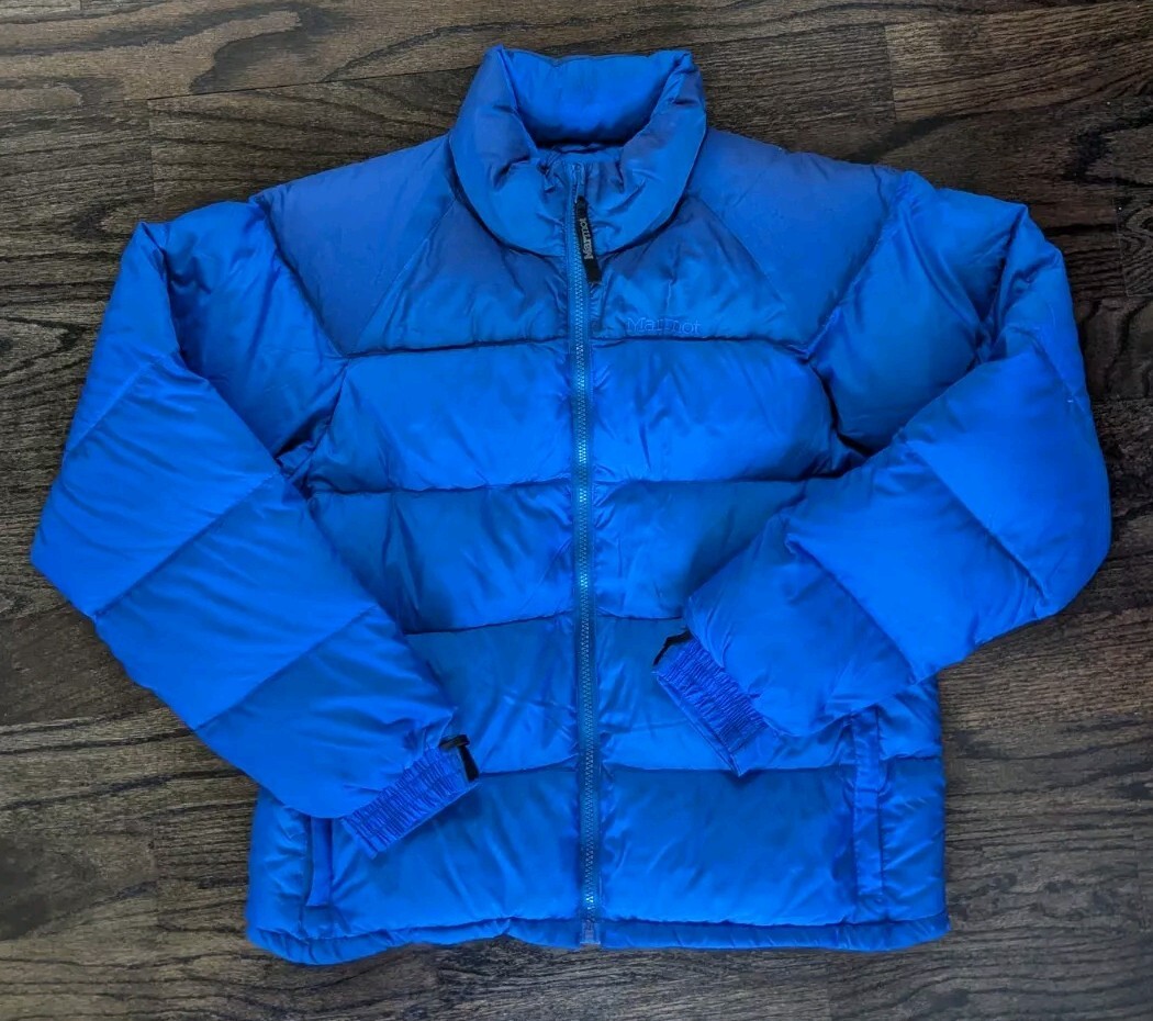 Mens Marmot 700 Fill Goose Down Sweater II Puffer Jacket Blue Sz S 