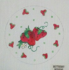 BETTIERAY Designs needlepoint HP handpaint canvas PC1001 Strawberry Round 4" 18m