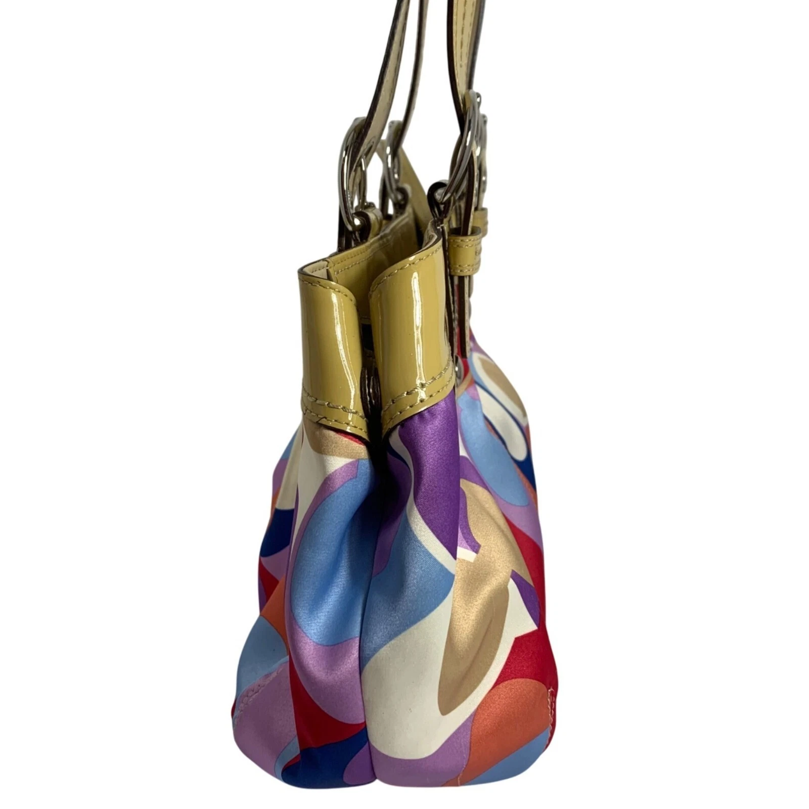 COACH Soho F13798 sciarpa stampa logo raso vernice bordo + etichetta borsa a tracolla