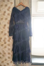 cross front fine lace midi dress