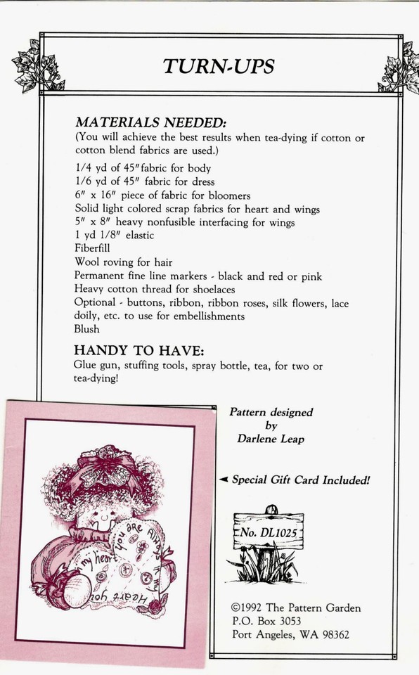 Turn-Ups Dolls Craft Sewing Pattern by Pattern Garden | eBay