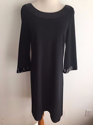 ann taylor black dress long sleeve NEW ANN TAYLOR BLACK PETITE BASKET STITCH TRIM LONG SLEEVE SWEATER DRESS SZ SP