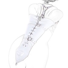 women's Soft PU Leather Armbinder Arm Binder White Single glove laceup