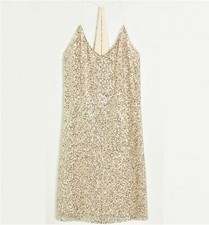 Mango - Sequin Embroidered dress - Gold 
