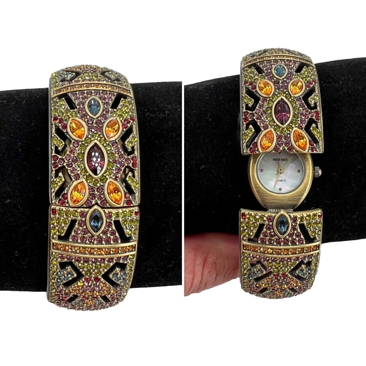 Heidi Daus Hidden Peek Watch Bangle Bracelet Bronzetone  Multicolor Crystal New Heidi Daus Hidden Peek Watch in Bangle Bracelet Bronzetone  main image 2