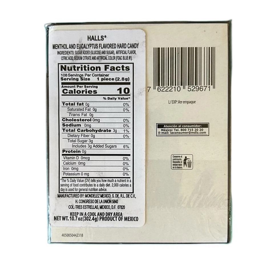 Caramelo duro Halls negro extra fuerte mentol Negras - Paquete de 12 mexicanas 11 oz Foto 3 de 3