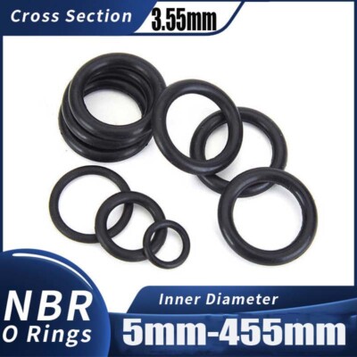 O-Rings NBR Nitrile Rubber 5-455mm ID Oil Resistant Seals 3.55mm Cross Section 