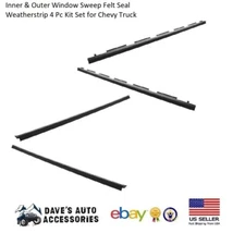 Inner & Outer Window Sweep Felt Seal Weatherstrip 4 Pc Kit Set for Chevy Truck