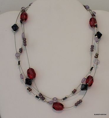 Blue Purple Pink Beads Silver Gorgeous Fun Classy Cool Glitz Glamour Unique
