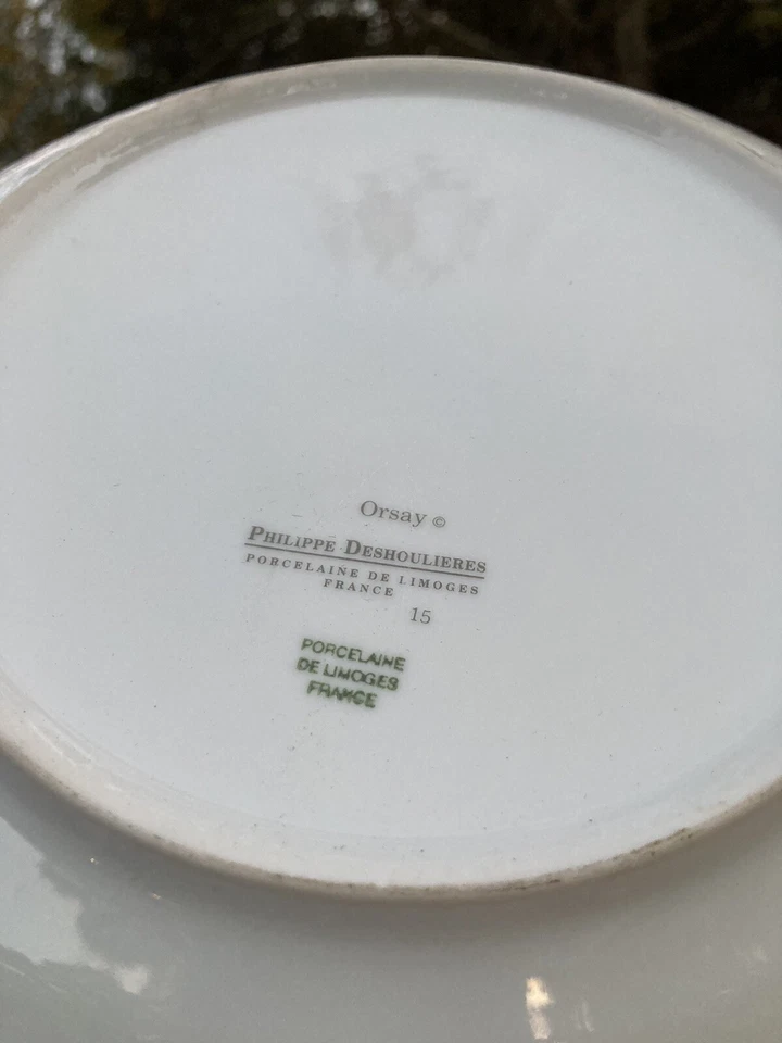 PHILIPPE DESHOULIERES ORSAY Azul y Dorado Dorado Limoges 12” Cuenco para Servir Excelente Foto 2 de 3