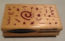 Rubber Stamp Party Squiggles Confetti Ribbon Wood Mount by Stampabilities FR1004