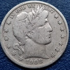 1908 D Barber Half Dollar 50c Better Grade #72588