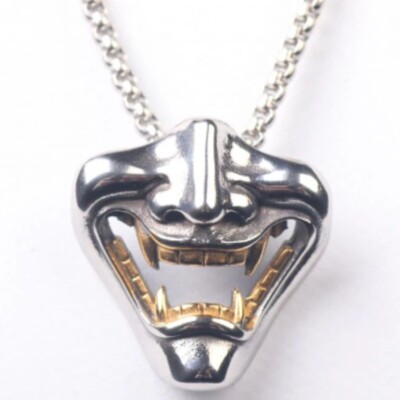 Vampire Fangs Gold Silver Necklace Lucky Metal Mask Pendant Amulet Men Accessory