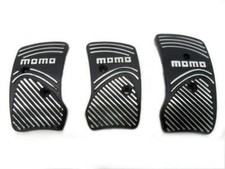 Momo Style Black Silver Aluminum Non Slip Gas Brake Pedal Pad Manual Car 3 Pcs