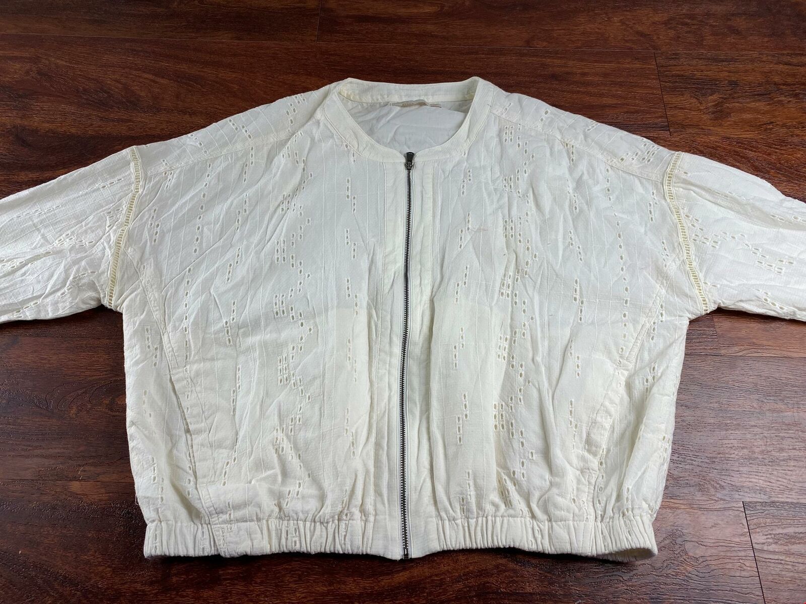 PRANA Round Neck Full Zip Up White Basic Jacket W… - image 3