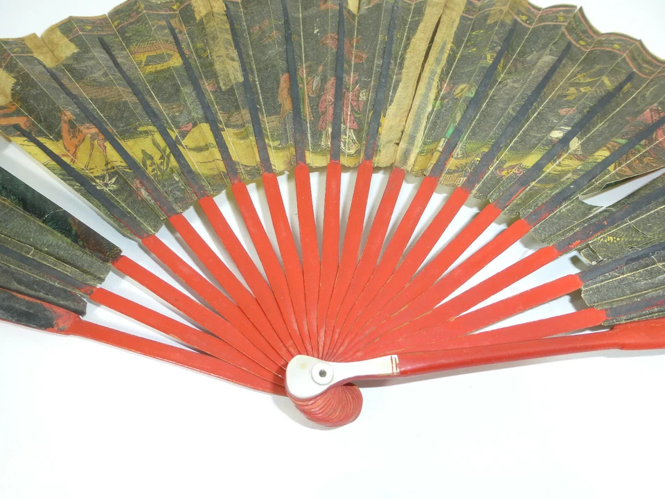 Abanico Pintado A Mano China Siglo XIX Emperador - Imagen 3 de 4