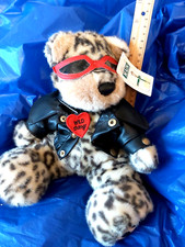 First  Main Stuffed Animal Plush Leopard w faux Leather Biker Jacket WILD THING