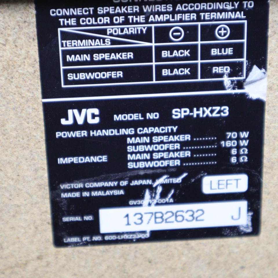 Par de altavoces plateados JVC Twin SP-HXZ3 + subwoofers para estéreo HX Z3. 460w @ 6Ω Foto 3 de 4