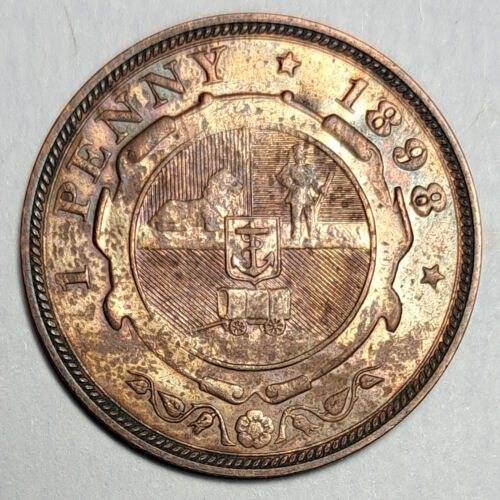 1898 South Africa One Penny Low Mintage Bronze Coin