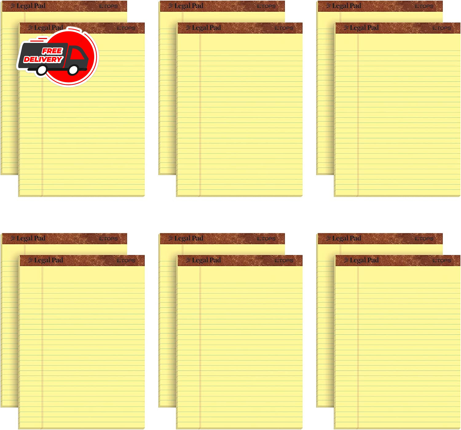 8.5 x 11.75 Legal Pads, 12 Pack, The Legal Pad Brand, Wide Ruled, Yellow Pape...