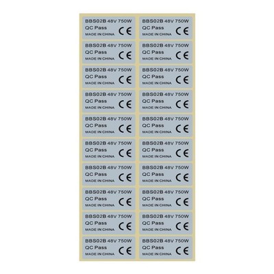 Aufkleber 48 V 750 W01/BBSHD E-Bike Elektrofahrrad Für BAFANG PVC